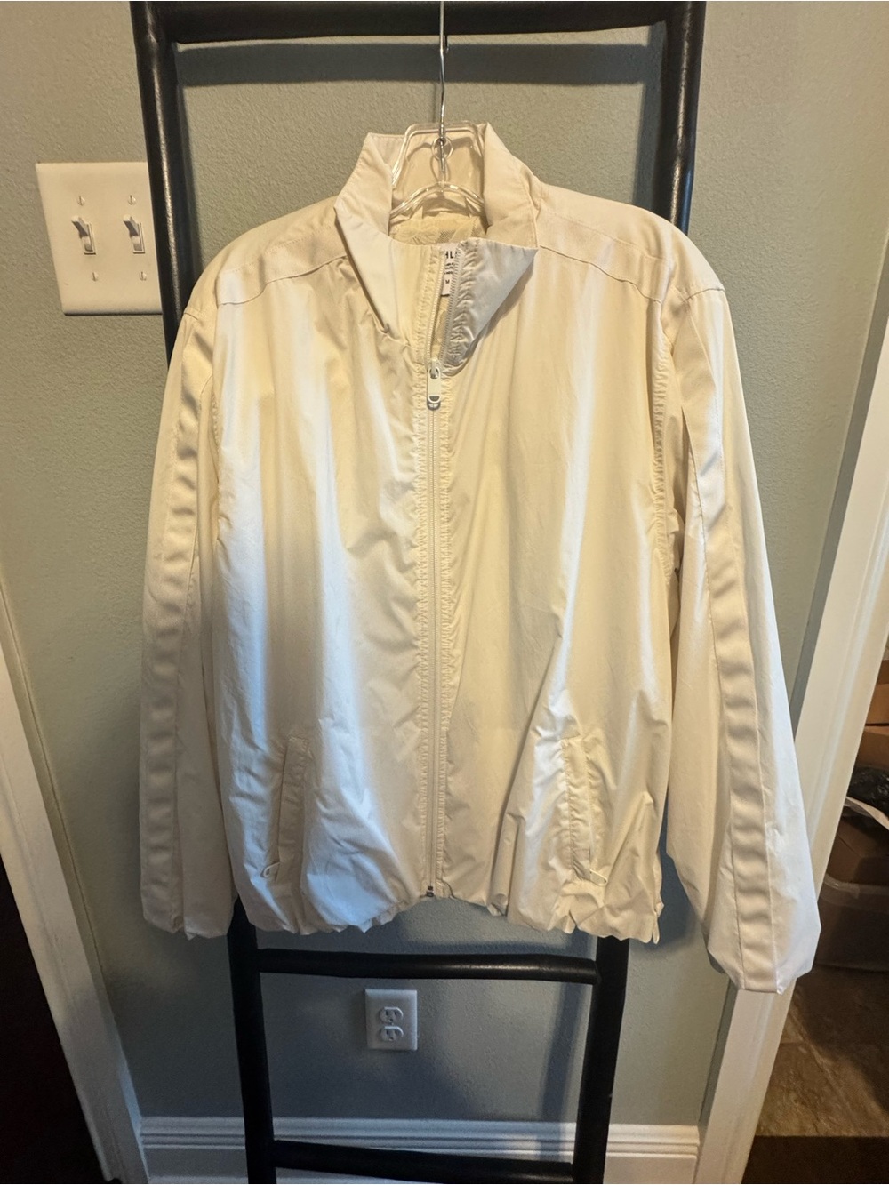 Athleta Cream Zip-Up Bomber Jacket